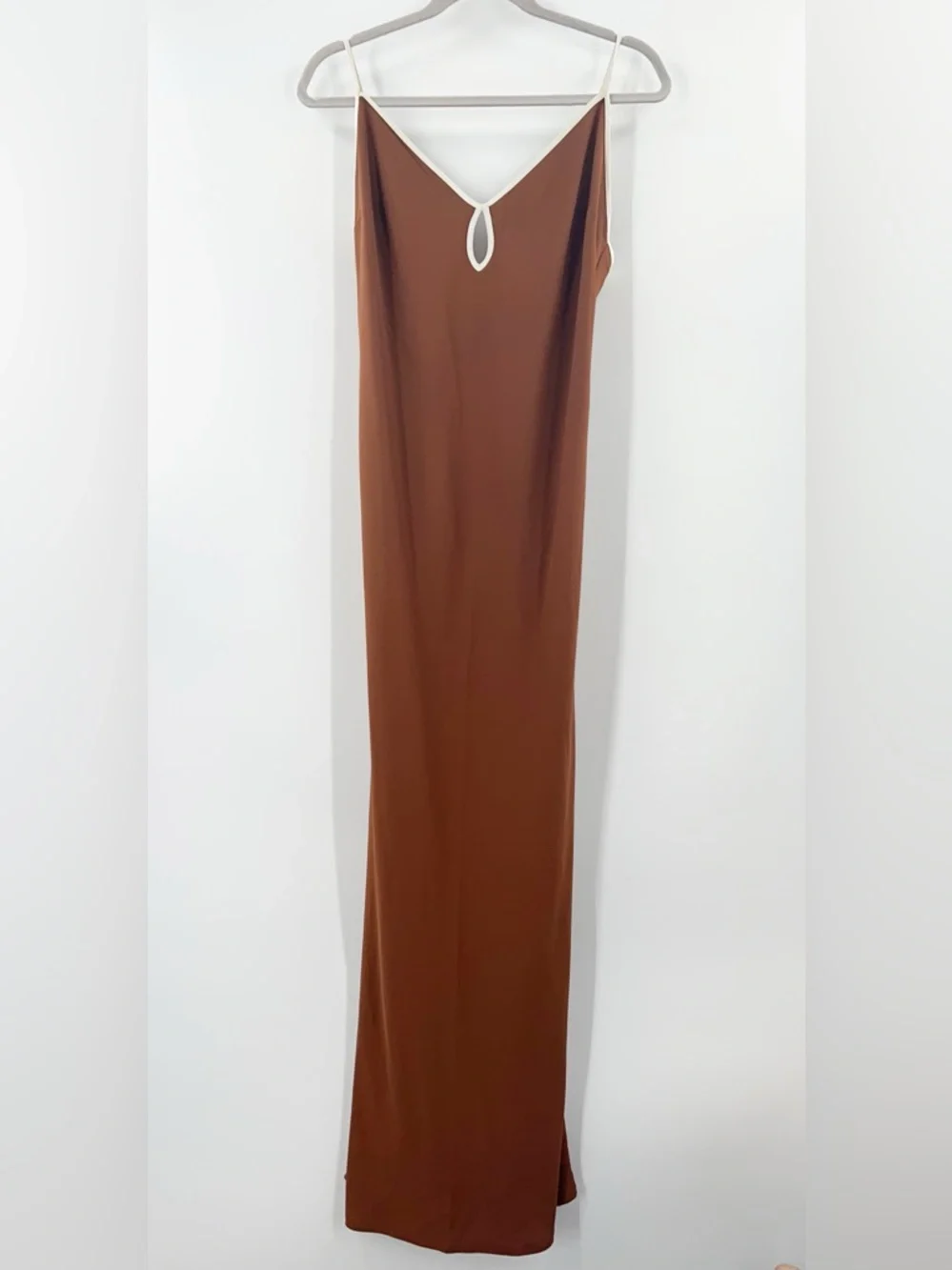 Abercrombie & Fitch NWT Keyhole Slip Maxi Dress in Brown size Large Tall